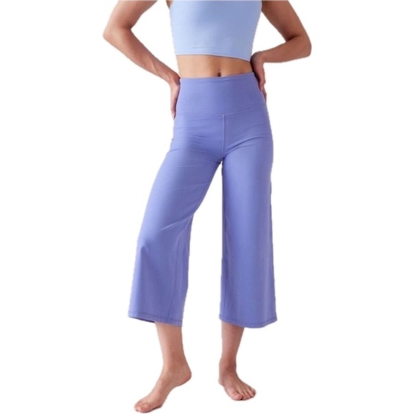 Athleta Pants - Athleta Elation Wide Crop Pant Powervita Yoga Leggings Blue Purple S